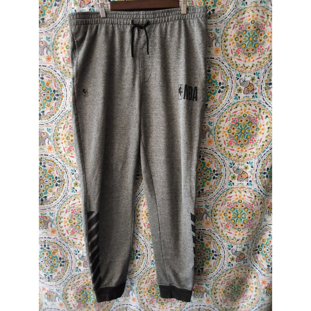 NBA Jogger Sweat Pants Comfort Fit Elastic Waist Pockets Lounge Gray/Black XL